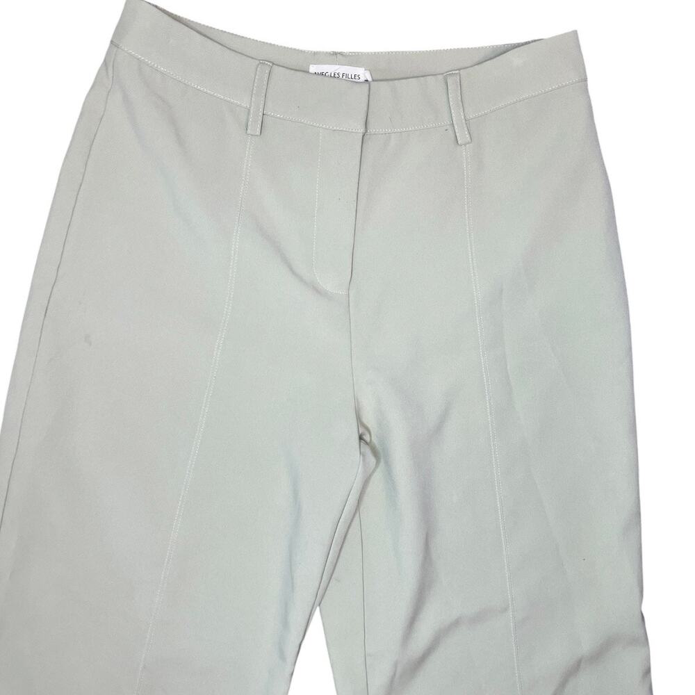 Avec Les Filles Pale Sage Green Wide Leg Trousers High Rise pants professional - Picture 3 of 5